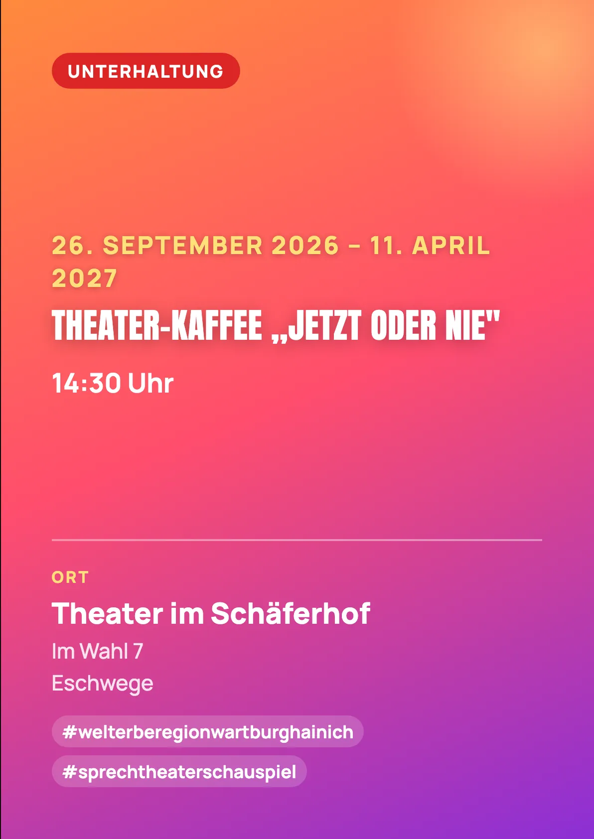 Theater-Kaffee ,,Jetzt oder Nie"
