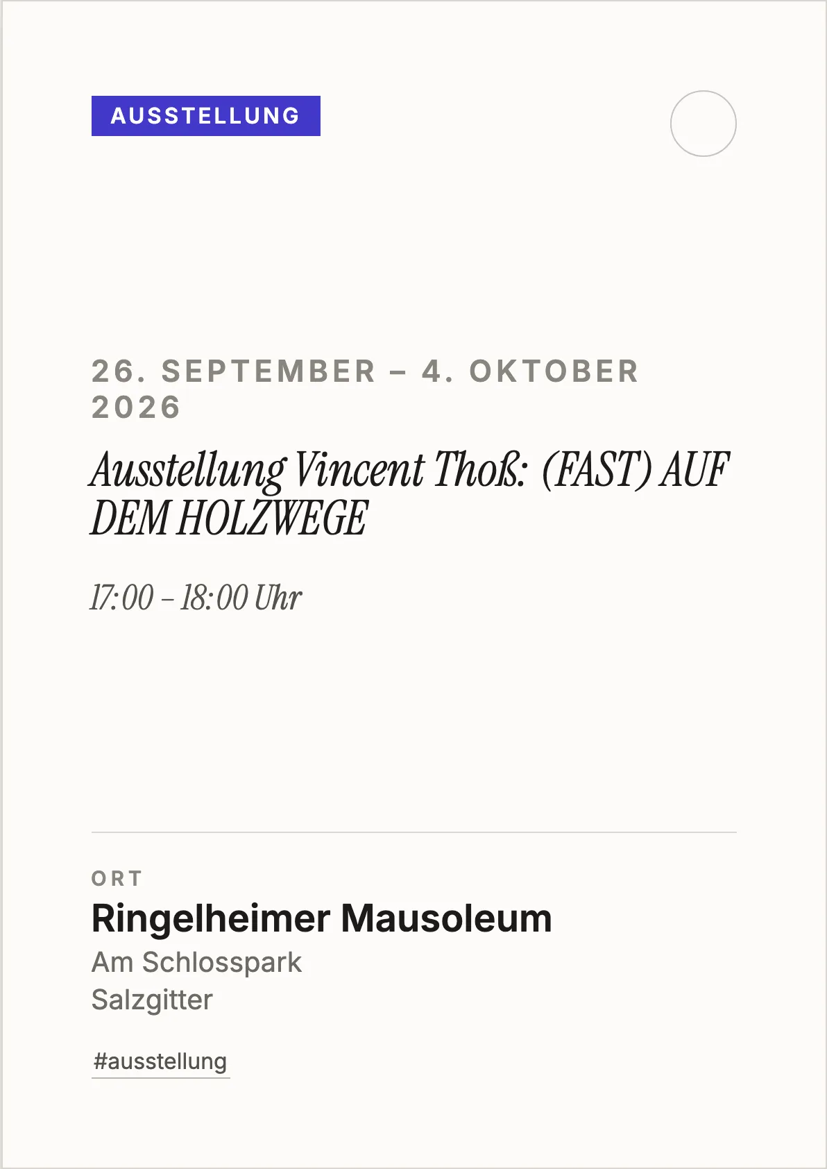 Ausstellung Vincent Thoß: (FAST) AUF DEM HOLZWEGE