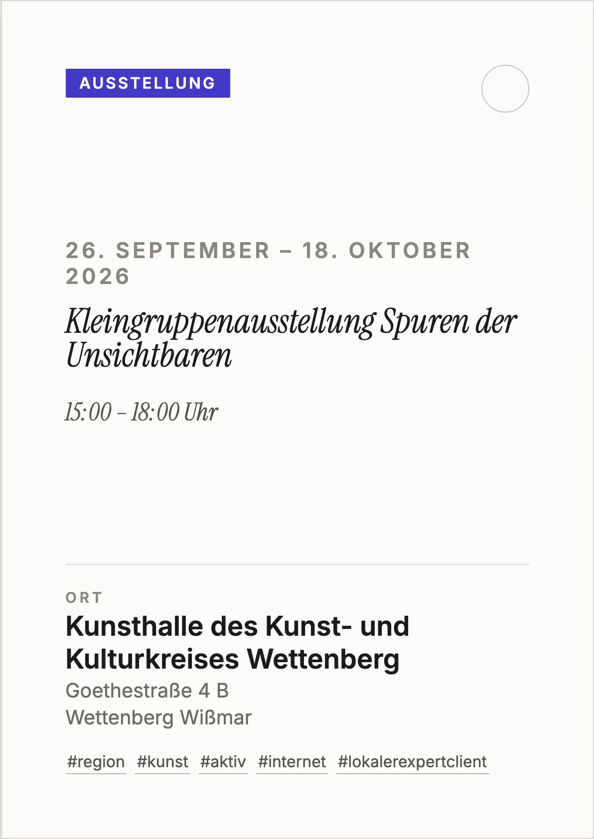 Kleingruppenausstellung Spuren der Unsichtbaren