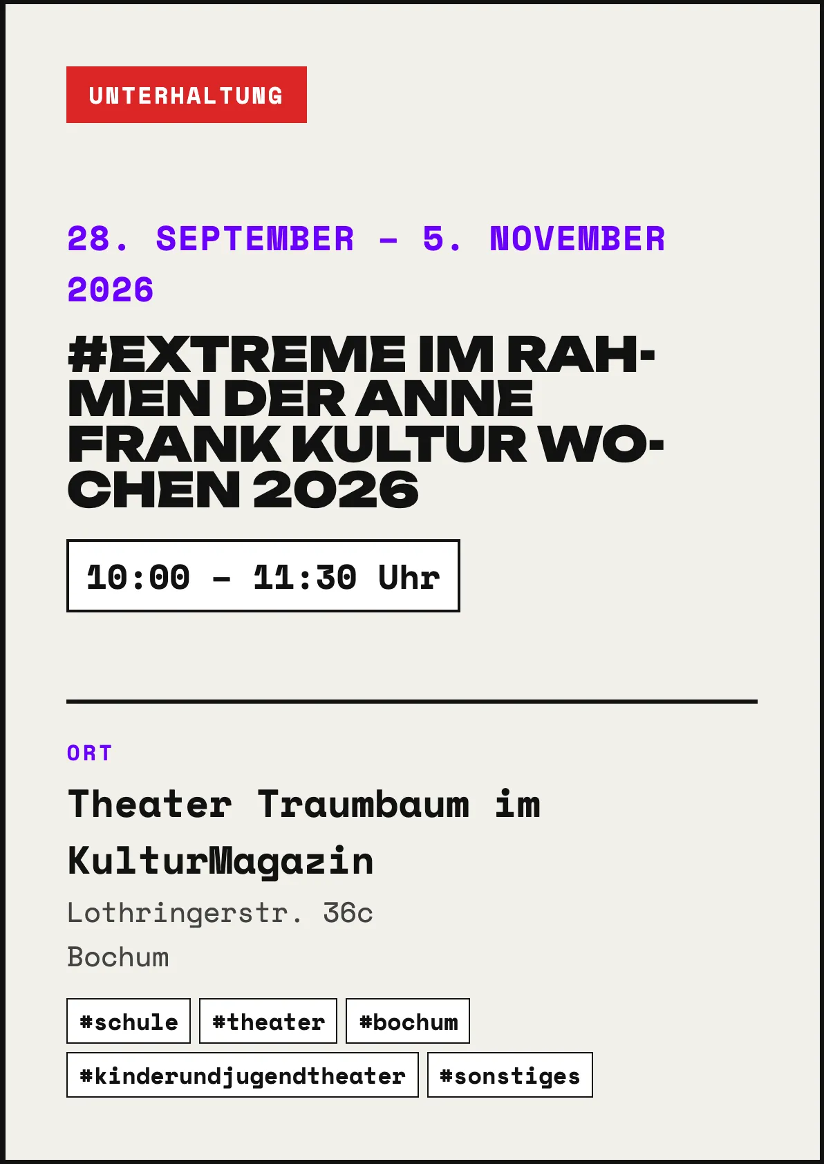 #Extreme im Rahmen der Anne Frank Kultur Wochen 2026