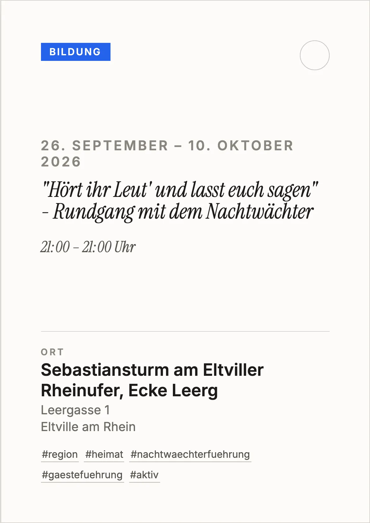 "Hört ihr Leut' und lasst euch sagen" - Rundgang mit dem Nachtwächter